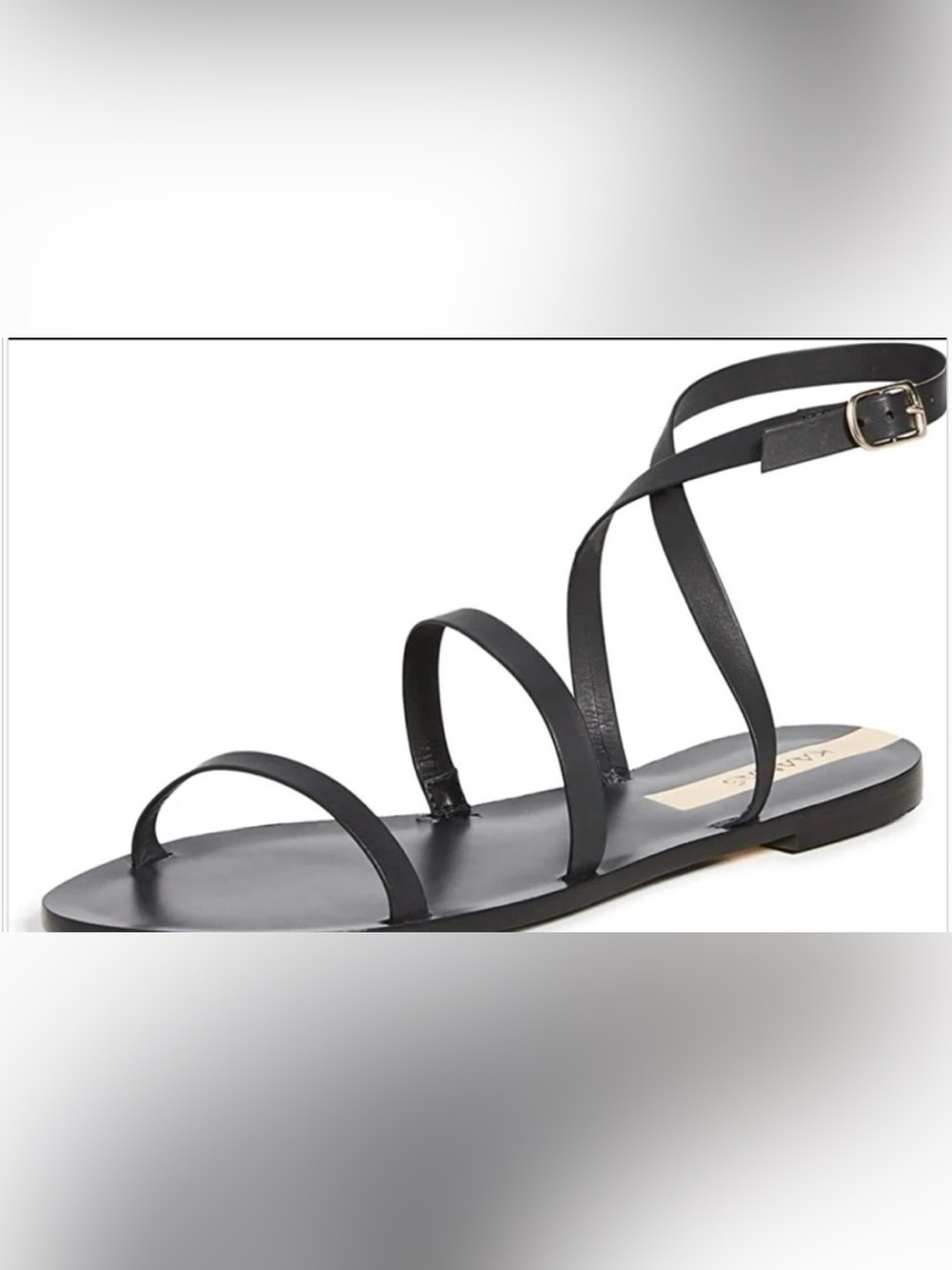 KAANAS Lingam Ankle-Tie Flat Sandal Black NWT